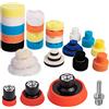 Auspicious Kit per Lucidatrici Auto,Tampone di lucidatura, Kit lucidatura con Adattatore per Trapano M14, Set di 36 Pezzi lucidatura Pad Spugna, lucidatura Lana tampone per Lucidatrice per Auto
