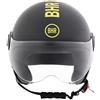 BHR Casco Demi-Jet 835 SPECIAL - Casco Scooter Omologato ECE 22.06 con Visiera a Occhiale Antigraffio - Sgancio Micrometrico e Guanciali Removibili - BHR Black Opaco XS
