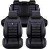 NISMIA Coprisedili Auto Pelle, per Tesla Model Y Model 3 2017-2024, Coprisedili Universali Similpelle, Set Completo Copri-Sedile Impermeabile Coprisedile Anteriori Posteriori Copri Sedili 5-Posti(A)