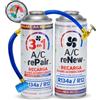 FullCarX AC Kit Completo Ricarica Aria Condizionata Auto con Olio Sigillante Rilevatore Perdite, Sostituto Gas Refrigerante R134a R12 Manometro LP, Naturale ed Ecologico Carica Clima Compatibile Auto 1992-2017