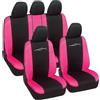 Lupex Shop Auto Accessori Lupex Coprisedili Auto Universali Modello Racing, Set Fodere per Protezione Sedili Anteriori e Posteriori (Nero - Fucsia)
