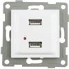 Glowster Presa di corrente da incasso bianca con doppia porta USB, ideale per caricare dispositivi mobili e ottimizzare l'utilizzo dello spazio.