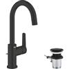 Grohe QuickFix Start - Rubinetto Miscelatore da lavabo, con sistema di scarico, installazione rapida, nero opaco 242032432