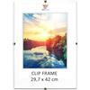MG Design Cornice Clip A3 29.7 x 42 cm - a giorno senza cornice con vetro acrilico e pannello HDF, verticale o orizzontale, per foto, poster, certificati e puzzle
