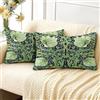 Huashuzi Federe per cuscini rettangolari lunghe e oblunghe William Morris 30x50cm con foglie verdi a doppio lato, motivo a doppio lato, copricuscino, set di 2 per decorazioni per la casa, per divano
