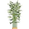 HOMCOM Pianta di Bambù Artificiale Alta 180 cm da 1640 Foglie, Pianta Finta da Interno con Vaso in Legno di Pino, per Esterno, Giardino, Casa, 35x10x10 cm, Verde