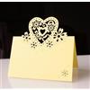 Blausky 50 pezzi di segnaposto in cartoncino a forma di cuore con taglio laser, biglietti bianchi pieghevoli per matrimonio, compleanno, cresima, battesimo, festa, decorazione da tavolo, 9 x 12 cm, giallo