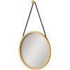 Vicco Specchio bagno Mirno, Bambù, 38 x 38 cm con cinturino regolabile, adatto per il montaggio a parete o per un'appensione flessibile