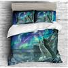 DEZEE Lupo Animale Selvatico Set Copripiumino Lupo Selvatico Biancheria Da Letto Con Copripiumini Federe O Lenzuola (scegliere 4 PCS),Singolo,Matrimoniale,King (01,Matrimoniale-3 PCS-200 * 200cm)