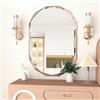 NEUWEABY Specchio da bagno da parete, 60 x 90 cm specchio da bagno con bordo smussato irregolare, specchio da parete con bordo smussato, specchio decorativo da parete senza cornice