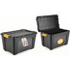 AKITAInk Contenitore Box con Ruote 40L e Coperchio - 39x36x27,4 cm - Magic 4 Aperture- Scatola Portaoggetti in Polipropilene Resistente, per Casa, Ufficio e Garage, Made in Italy (NERO, 40 L)
