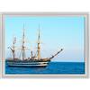 ConKrea Quadro su Tela Canvas INTELAIATO - con Cornice - Nave Battello Amerigo Vespucci - Mare Pirati Oceano - 50x70cm - Stile Contemporaneo Bianco - (cod.3304)