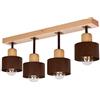 alfalux Lampada A Sospensione 4 Luci Lampada Da Soffitto LED Lampadario In Legno E Metallo Compatibile Con E27 Per Soggiorno Camera Da Letto Cucina BR60x7BU