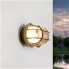 Licht-Erlebnisse Lampada da esterno Parete Marittimo Genuine ottone ottone genuino Paralume di vetro ondulato rustico rustico in acciaio inox Gabbia lampada Terrazza Balcone Casa a parete