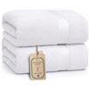 HomeBurg Luxe Set di 2 Asciugamani da Bagno - Grandi, Morbidi & Assorbenti, Durevoli, Delicati sulla Pelle, Lavabili in Lavatrice, 65×137 cm, Bianco