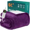 BOMOVA Coperta riscaldata spegnimento automatico, soffice coperta natalizia, 10 impostazioni di calore e timer da 5 ore, regalo per donna, decorazione natalizia per letto/divano, 130x180 cm, viola