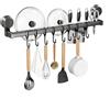 luopeidian Appendi Utensili Cucina, Porta Mestoli Ventosa con Doppia Barra, 40 cm Barra Reggi Utensili Cucina per Coperchi e Coltelli, Barra Portacoperchi per Parete Cucina in Cucina e Bagno, Grigio Scuro
