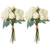 Weldomcor 2 peonie artificiali, peonie in finta seta con steli, composizioni floreali finte per centrotavola, bouquet da sposa, decorazione da tavolo (bianco)