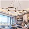 Lfoute Lampada A Sospensione Rotondo LED 88W Lampadario Da Tavolo Da Pranzo Lampada Da Soggiorno Moderna Dimmerabile Lampadario Alluminio Marrone Camera Da Letto Ristorante Cafe Lampada Da Soffitto 6 Anelli