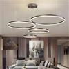 LIUYU Lampadario a Sospensione LED Cerchio Dimmerabile Altezza Regolabile | Temperatura di colore regolabile; Marrone; 4 anelli 20-40-60-80 cm; 130 W, 15600 lm; alluminio e acrilico per Soggiorno
