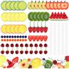 Gresorth 135 pezzi di decorazione artificiale per frutti misti artificiali, fragola, mela, limone, puleggia di ghiaia, blocco realistico, ciliegia, lampone, modello di cubetti di ghiaccio