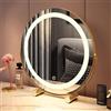 FERKAP Specchio Trucco Con Luci Specchio Di Vanity Schermo Touch Intelligente Specchio Da Tavolo Con 3 Modalità Di Illuminazione A Colori Specchio Rotondo Ricaricabile Specchio LED Illuminato ( Colore : oro