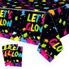 XJLANTTE Forniture per tovaglie per feste al neon da 3 pacchi - Copritavolo in plastica per compleanno Let's Glow, tovaglia rettangolare con stampa al neon, 51''x86.6''