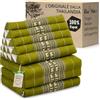 livasia Cuscino Thai a 3 segmenti Alto - 185x55x8cm - Cuscino Triangolare con Materasso Pieghevole, kapok, Cuscino per la Schiena Jumbo, Tappetino Thai da Piegare, Fatto a Mano (Verde/Elefanti)