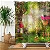 Bovlleetd Fiaba Primaverile Tenda da Doccia 153x183cm Foresta Incantata Giungla Fantastica Funghi Magici Tendaggio, Impermeabile Lavabile in Poliestere Tende da Bagno con 10 Ganci per Vasca da Bagno