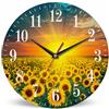Mxocom Orologio da parete con girasoli campo alba giallo dorato girasole fioritura luce solare luminosa 25,4 cm silenzioso senza ticchettio orologio a batteria orologio rotondo vintage per soggiorno