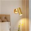 zhxinashu Applique da Parete LED per Lettura, Lampada da Comodino | 5W E27, Testa Ruotabile di 360° in Orizzontale e 90° in Verticale, Luce Bianca Calda, Applique da Parete Oro per Corridoio