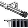 FLY HAWK Bastone per Tenda, 76-450 cm Aste per Tende per Finestra con Manopole a Cappuccio con Staffe, Bastone per Tende Regolabile Set di Ferramenta in Acciaio Inossidabile Finestra della Camera/Argento