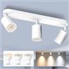 ALUSSO Faretto LED da soffitto a 3 punti, proiettore da parete GU10 rimovibile girevole a 350°, 5 W 3 CCT, luce bianca per soggiorno, camera da letto e corridoio, inclusa lampadina GU10