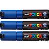 POSCA PX148932000 182699 Evidenziatore (con punta larga conica) nero (Blu 3 pezzi)