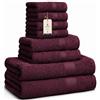 HomeBurg Luxe Set asciugamani 8 pezzi: salviette (30×30 cm), asciugamani (40×70 cm) & teli bagno (65×137 cm) - 100% cotone, morbidi, assorbenti, Bordeaux Velluto