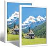 FajerminArt 2 Pezzi Bianco Cornice in Legno, a2 Cornice foto, 40 x 60 Portafoto, Ecologiche in MDF Cornici Foto, Con Vetro Acrilico Infrangibile, in Legno, Per Foto, Poster, Puzzle