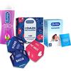 Durex Kit Divertimento, Preservativi Settebello da 18 Profilattici, Gel Lubrificante Massage 2in1 con Guaranà da 200 ml e Dadi da Gioco Erotici per coppie