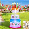 InfleasJoiy Torta gonfiabile di buon compleanno con candele, luci LED integrate, adatta per interni ed esterni, decorazione per prato