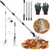 WPPQWP Rastrello per prato con manico, in metallo, rastrello, scopa a ventaglio regolabile, 15 denti, larghezza regolabile (19 - 37 cm), lunghezza regolabile (44,5 - 207 cm)