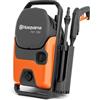 Husqvarna PW 130 Rondella ad alta pressione - 130 Bar, portata 465 L/h, pompa metallica, tubo da 6 m, spruzzatore di schiuma e ugelli - Pulitore elettrico compatto per auto, terrazze e superfici