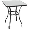 Outsunny Tavolino Moderno Piano in Vetro Temperato da Giardino Esterno Metallo 68.5x68.5x84cm Grigio