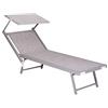 Enrico Coveri Mare Lettino Pieghevole Professionale in Alluminio, con Tetto Parasole e Rivestimento in Textilene, Perfetto per Spiaggia, Piscina e Giardino (Grigio)