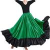 VNOEVW Gonna Lunga da Ballo con Volant Rosso setoso 96,5 cm, per Danza folcloristica Messicana Flamenco da Sala da Ballo, Gonna Verde con Balza Nera, Taglia Unica