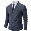 Generic Cardigan da uomo per autunno e inverno, lavorato a maglia, con scollo a V, casual, caldo, per la stagione fredda, Blu-grigio9, L