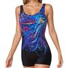 Generico Costume Intero Donna Conservativo Alto Collo Canottiera con Pantaloncini Sportivo Costume da Bagno Intero Donna per Piscina Spiaggia(XXL)