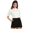 Allegra K Top Donna Colletto Coreana, Camicia Maniche Corte Collo Volant Bianca S