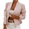 Generic Giacca da Donna Autunno Casual Tinta Unita con Cerniera Manica Lunga Plissettata Cappotto per Viaggi, Lavoro, Vacanze, casa Trapuntino Leggero