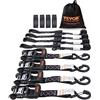 VEVOR Kit Cinghie a Cricchetto Ancoraggio 4 Pezzi, Resistenza Rottura max. 2362 kg, Cinghie di Tensione0,04x2,4 m con Cricchetto e Gancio per Motociclette, Biciclette, Traslochi Rimorchio Portapacchi