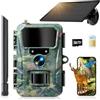 WOLFANG Fototrappola 4G con SIM e 64GB SD, 2K 48MP HD Fotocamera Solare Caccia con Batteria da 5200 mAh, Infrarossi Rilevatore di Movimento Visione Notturna IP66 Impermeabile