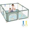 Dripex Box per Bambini Recinto Neonato - 124 x 124 cm Rete Traspirante Tessuto Oxford 210D, 2 Anelli di Gioco, Verde